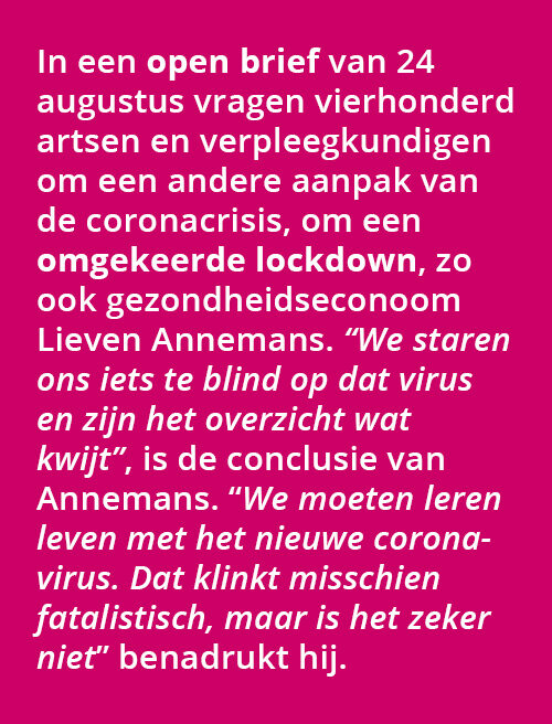 Professor Lieven Annemans corona tunnelvisie omgekeerde lockdown open brief Bloom web