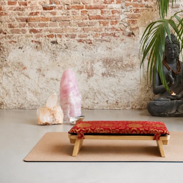 Coussin de banc de méditation lotus rouge/doré - Shop Spirituel
