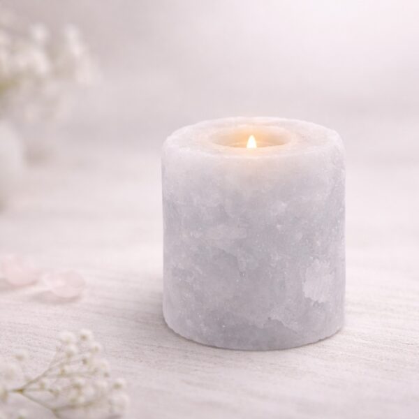 Witte Himalaya Zout Theelichthouder Sfeervol Zuiverend