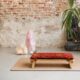Coussin de banc de méditation lotus rouge/doré - Shop Spirituel
