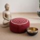 Meditatiekussen rood zilver levensbloem Bloom web
