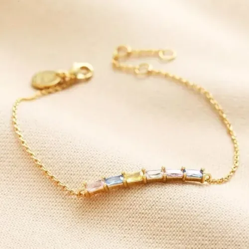 Armband met pastel kristallen staafje in goud