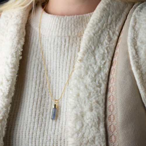 Collier en acier avec fermoir mousqueton - or
