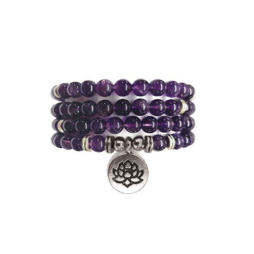 Edelstenen Mala Armband  Amethist