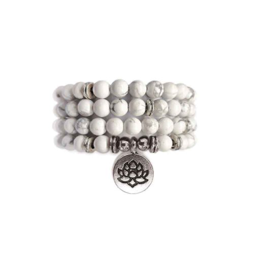 Edelstenen Mala Armband Witte Howliet