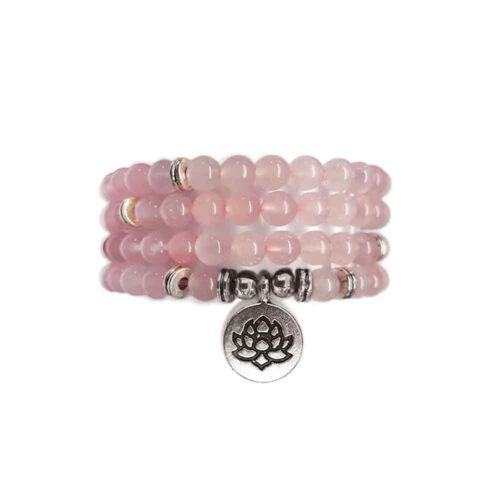 Edelstenen Mala Armband Rozenkwarts