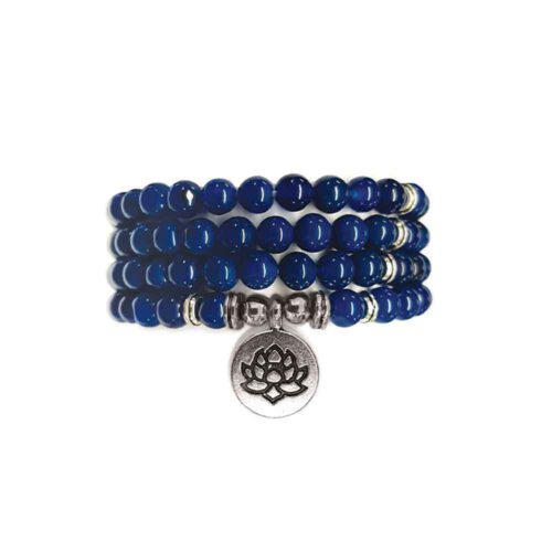 Edelstenen Mala Armband Blauwe Agaat