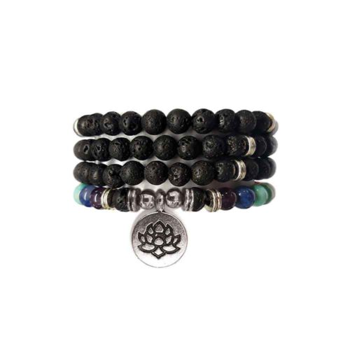 Edelstenen Mala Armband Lavasteen