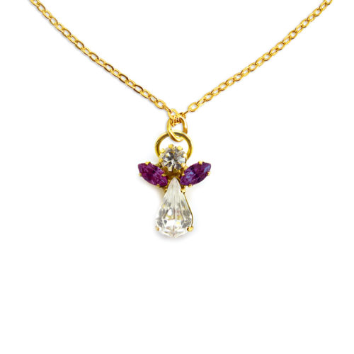 Collier ange en cristal • février • Améthyste