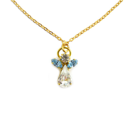 Engel kristal ketting - december - Blauwe Zirkoon