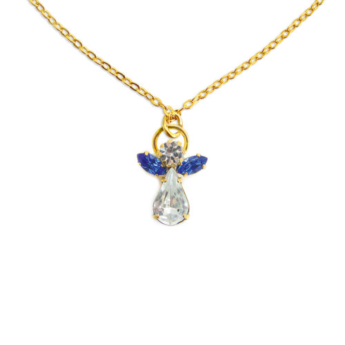 Engel Kristal Halsketting • september • Saffier
