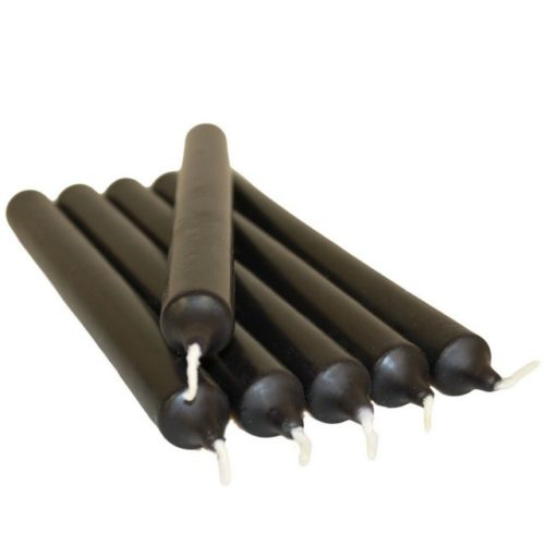 Gotische dinerkaars zwart 21 cm - 6 stuks
