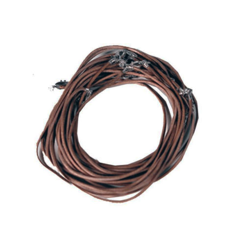 Lederen ketting met karabijnslotje • lichtbruin
