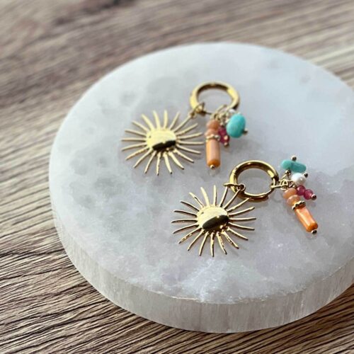Edelstenen oorbellen met Zon