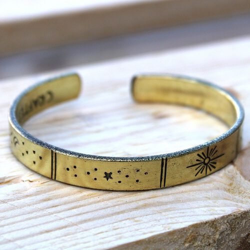 Armband zon, maan en sterren goud of brons (1 stuk)