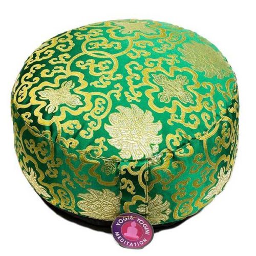 Coussin de méditation • Fleur de Lotus vert/or