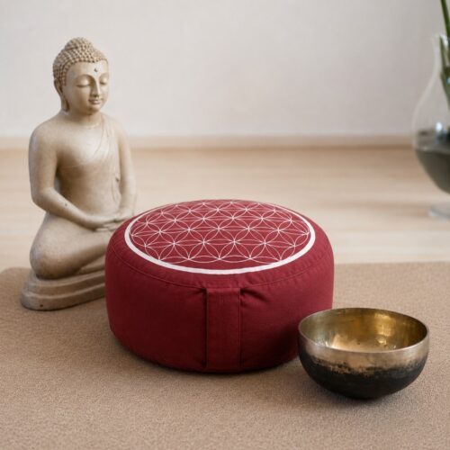 Meditatiekussen Levensbloem Rood/Zilver