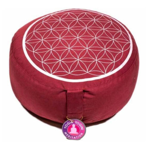Meditatiekussen Levensbloem Rood/Zilver