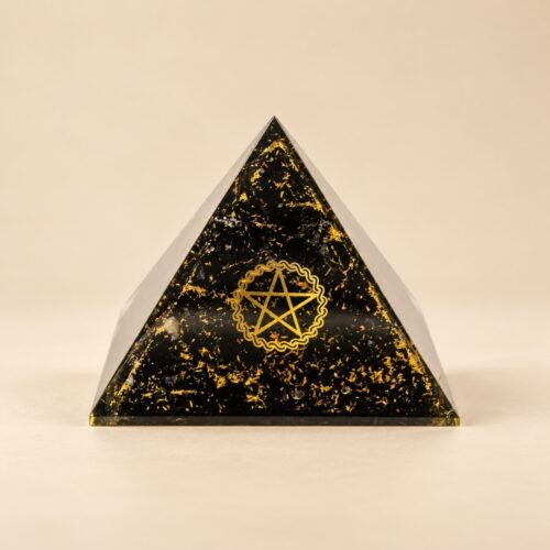 Pyramide d'Orgonite • Quartz Rose • Fleur de Vie