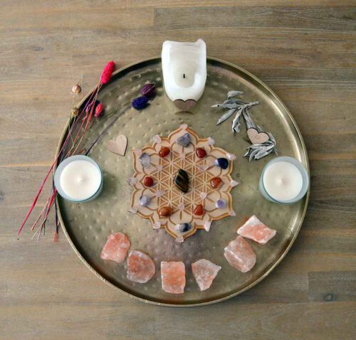 Flower of Life Lotus Liefde en Vriendschap Crystal Grid Set