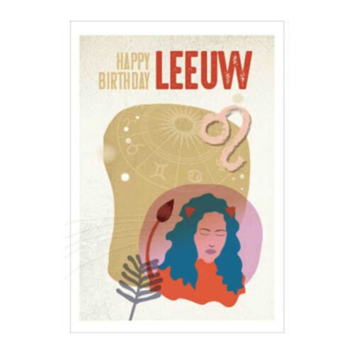 Postkaart Gelukkige verjaardag, Leeuw
