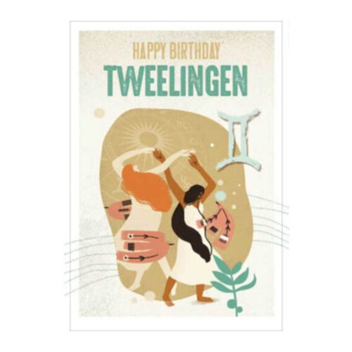 Postkaart Gelukkige verjaardag, Tweelingen