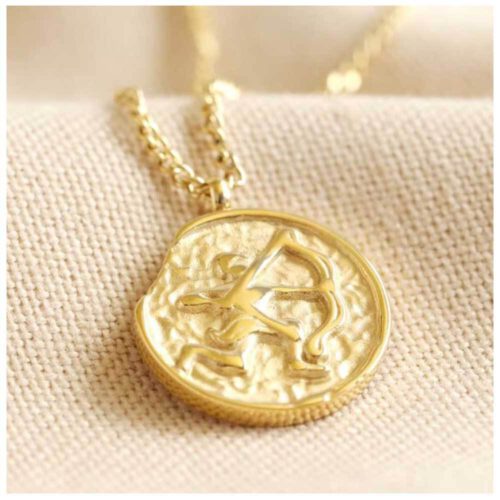 Collier signe astrologique Sagittaire • acier inoxydable plaqué or 14 ct