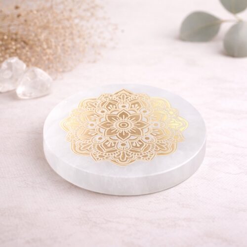 Disque de recharge en sélénite Mandala